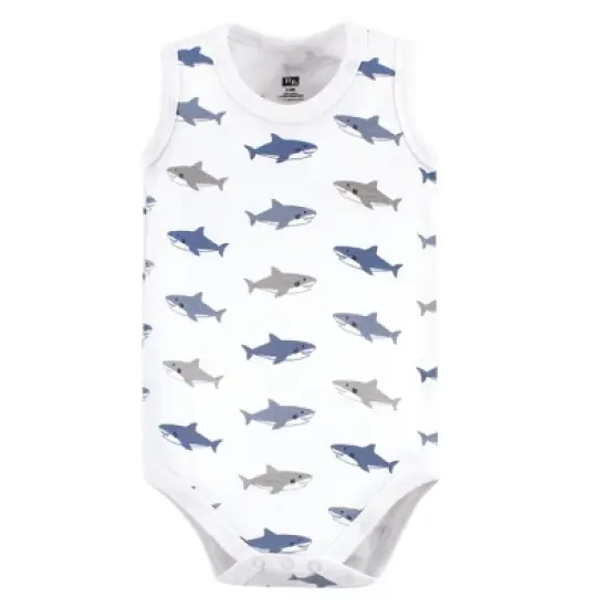 Hudson Baby Infant Boy Cotton Sleeveless Bodysuits 5pk, Shark image {3}
