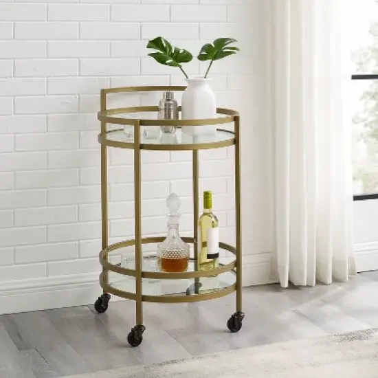 Bailey Round Bar Cart Gold - Crosley image {1}