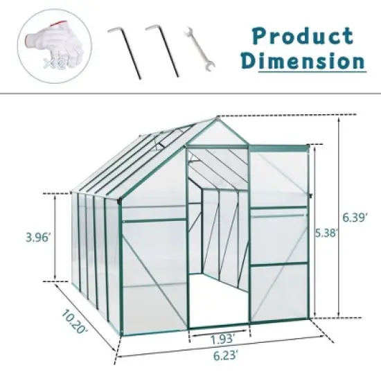 Greenhouses For Outdoors, Walk In Greenhouse With Adjustable Roof,  Drainage System & Galvanized Base, Rust-proof Greenhouse For Backyard image {6}