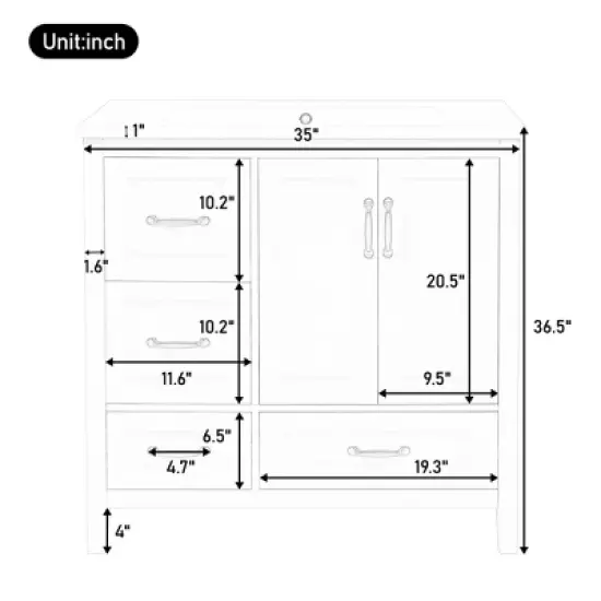 Christopher Knight Home Borah Modern 36" Freestanding Bathroom Vanity with Resin Sink image {2}