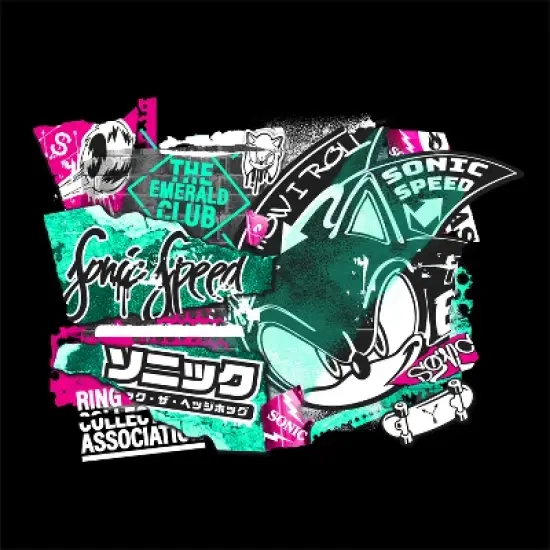 Bioworld Sonic The Hedgehog Street Art Youth Black Crew Neck Sweatshirt image {1}