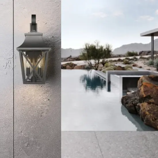 Gulches Outdoor Wall Lights - Black Industrial Lanterns & Sconces with Glass for Porch, Patio, and Garage (16.5-Inch & Large Options) image {2}