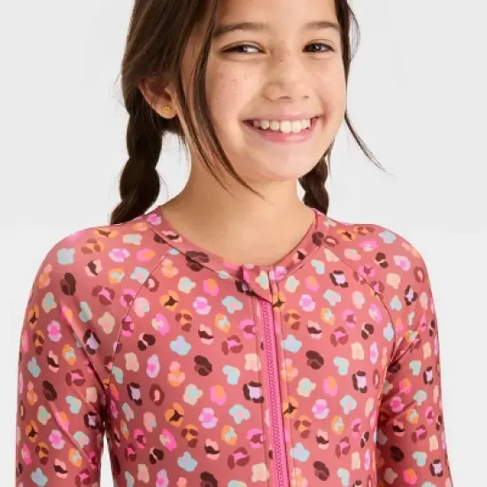 Girls' Wild Leopard Spots One Piece Rash Guard - Cat & Jack&trade; image {1}
