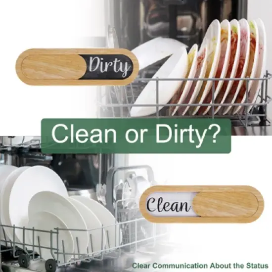 Unique Bargains Kitchen Hotel Indicating Clean Dirty Sign Wood Oval Dishwasher Magnet image {2}