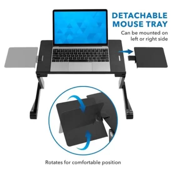 Mount-It! Lightweight Adjustable Laptop Stand with Built-in Cooling Fans and Mouse Pad Tray | Ergonomic & Portable Laptop Stand For Bed, Couch & Table image {3}