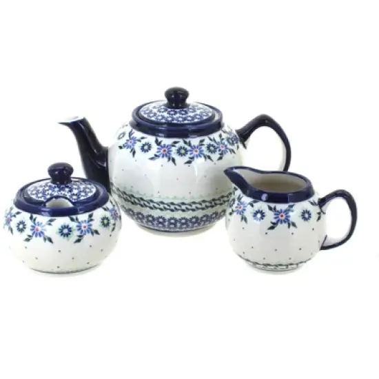 Blue Rose Polish Pottery 5960 Zaklady 3 PC Tea Set image {11}