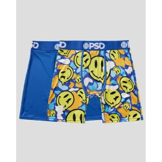 PSD Men's Smiley Print Boxer Briefs 2pk - White/Royal Blue/Yellow image {4}
