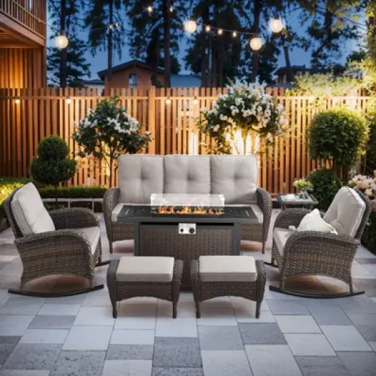 Gymojoy Sofa Swivel Chair with Propane Fire Pit Table image {16}