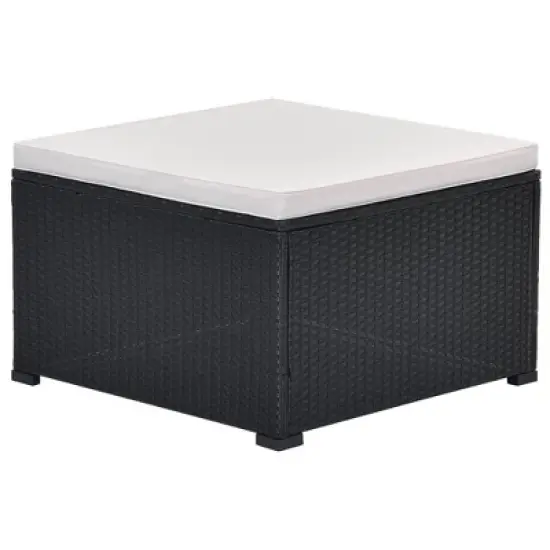 10pc Wicker Patio Sectional Seating Set with Cushion - Black/Beige - GODEER image {10}