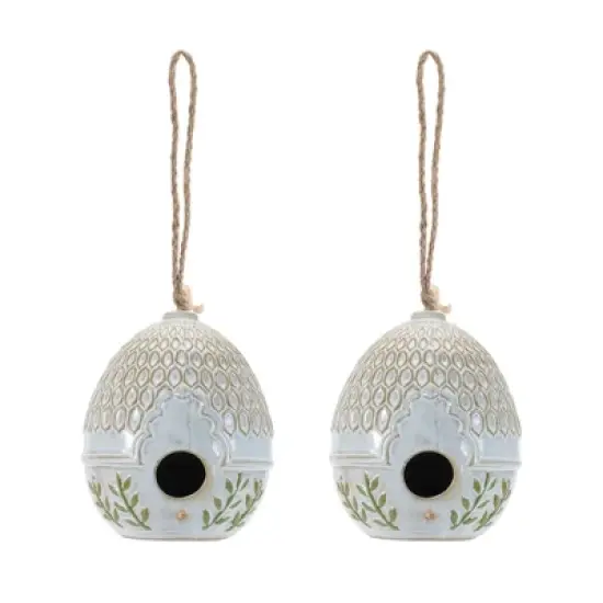 Ornate Porcelain Birdhouse (Set of 2) image {3}
