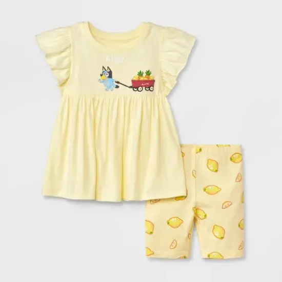 Toddler Girls' Bluey Solid Top and Bottom Set - Yellow image {3}