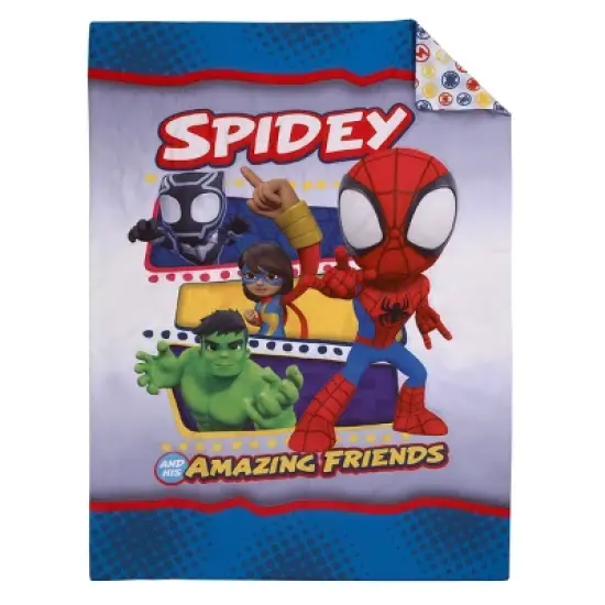 Marvel Spidey and His Amazing Friends Blue, Red, Yellow, and Green, Team Up 4 Piece Toddler Bed Set image {1}