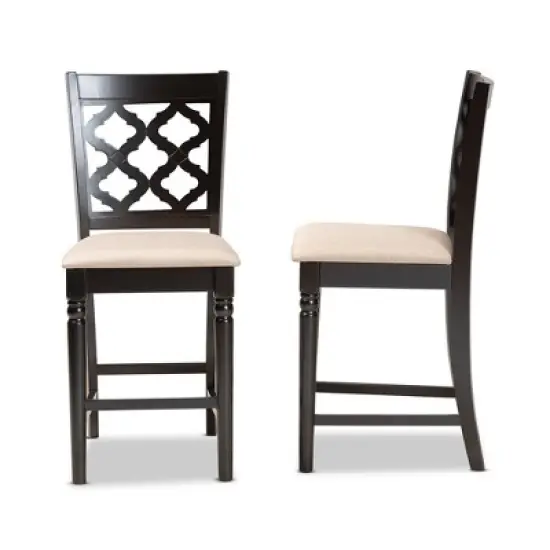 2pc Ramiro Wood Counter Height Barstools - Baxton Studio image {2}