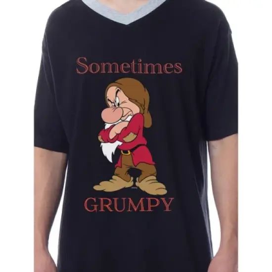 Disney Mens' Grumpy Snow White And The Seven Dwarfs Sleep Pajama Shirt image {1}