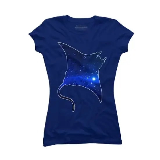 Junior's Design By Humans Space Manta Ray By Shrenk T-Shirt image {7}
