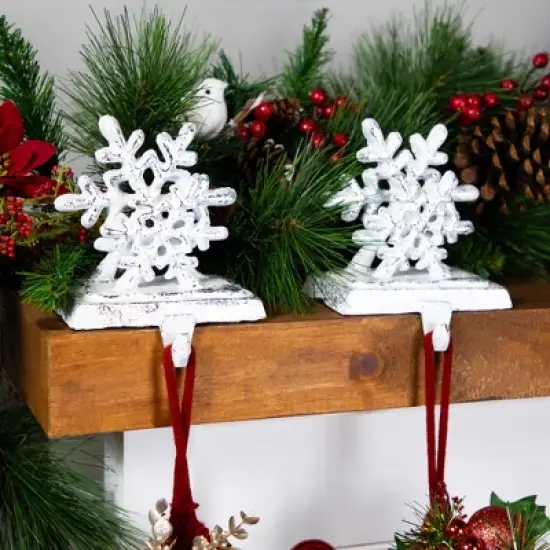 Northlight Double Snowflake Christmas Stocking Holders - 4.75" - Silver - Set of 2 image {2}
