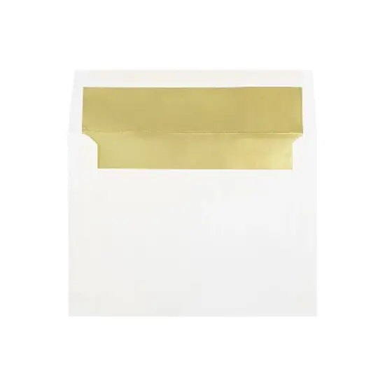 JAM Paper 3 7/8" x 8 1/8" Foil Lined Invitation Envelopes White with Gold Lining 25/pack (3243667) image {2}
