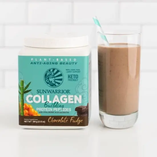 Sunwarrior Collagen Building Plant Based Protein Peptides Powder - Chocolate Fudge - 17.6oz image {4}
