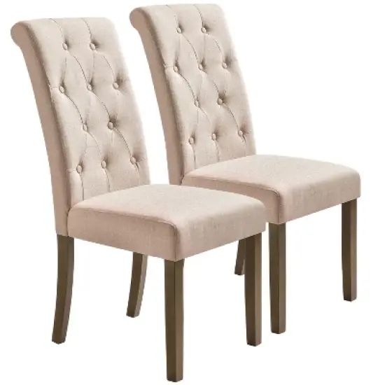 Set of 2 Aristocratic Solid Wood Tufted Dining Chair-ModernLuxe image {4}