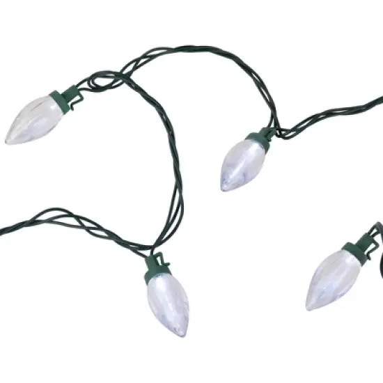 Northlight 25ct LED C9 Christmas String Lights Pure White - 16' Green Wire image {4}