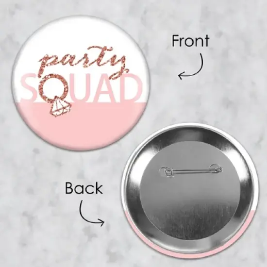Big Dot of Happiness Bride Squad - 3 inch Rose Gold Bridal Shower or Bachelorette Party Badge - Pinback Buttons - Set of 8 image {5}