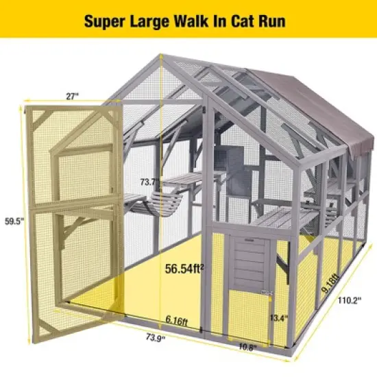 Aivituvin Extra Large Outdoor Cat Run, Cat Enclosure-AIR52 image {6}
