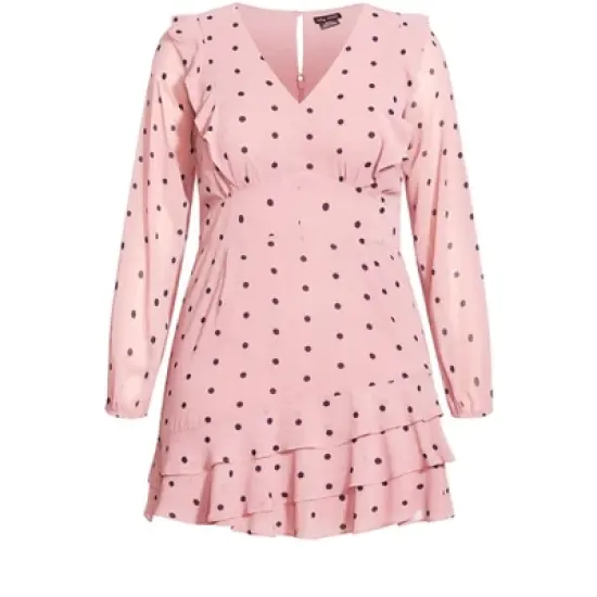 Women's Plus Size Sabrina Dress - pink polka dot | CITY CHIC image {2}