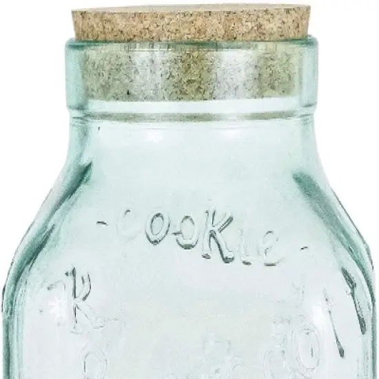 Amici Home Italian Recycled Glass Cookie Jar - Green Biscotto Design with Cork Top, Made in Italy, Ideal for Storing Cookies and Other Treats, 105 oz. image {2}
