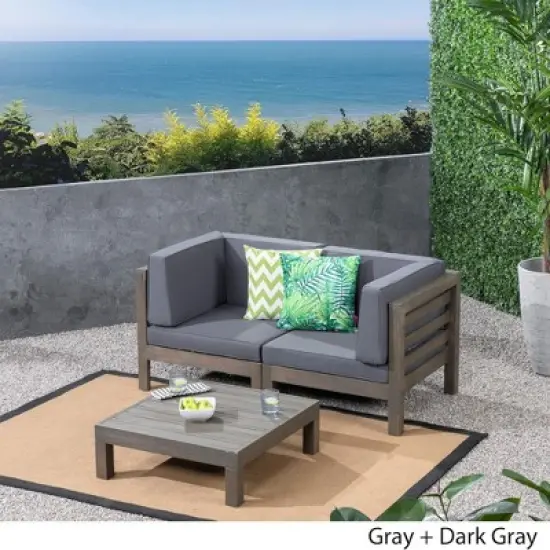 Syemin Patio Seating Sets Outdoor, Featuring Unique Design, Ideal for Chats, Perfect for Gardens, Living Spaces, Gray, 60.5"*30.25"*26.5" image {5}