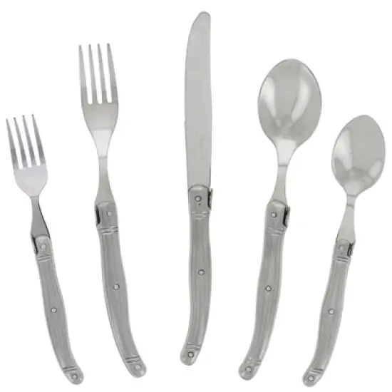 French Home Laguoile 20pc Stainless Steel Silverware Set Silver: Flatware Set, Service for 4, Dishwasher-Safe image {1}