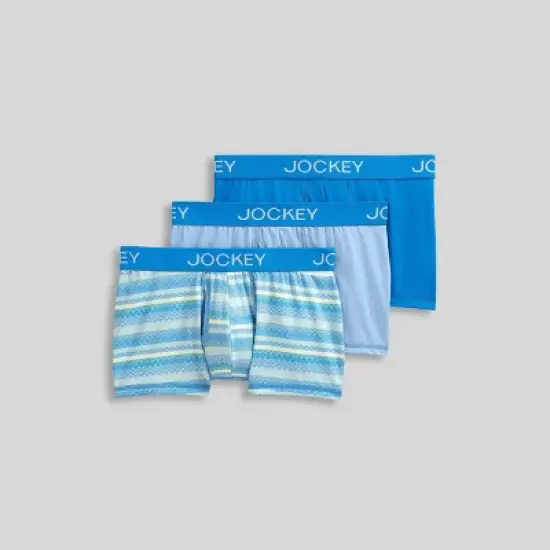 Jockey Generation&trade; Men's 3pk Microfiber Trunks - Light Blue/Net/Blue image {4}