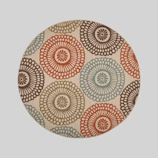 Seastar Medallion Outdoor Rug Ivory - Christopher Knight Home image {7}