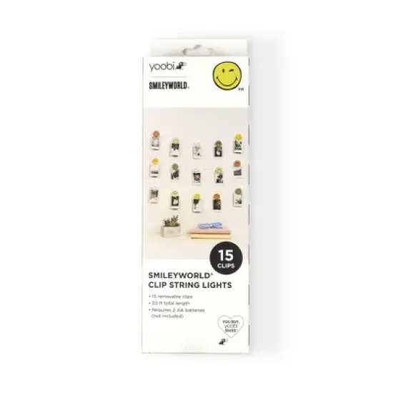 Yoobi SmileyWorld String Lights with Clips Colorful Smiley image {2}