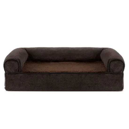 FurHaven Faux Fleece & Chenille Memory Foam Sofa Dog Bed image {1}