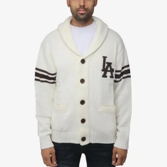 X RAY Men's Shawl Collar Heavy Gauge Cardigan with City Patch image {7}