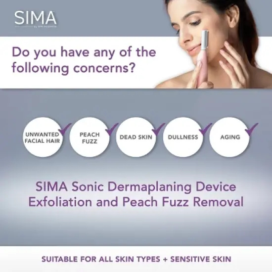 Spa Sciences SIMA Deluxe Sonic Dermaplaning Tool for Exfoliation & Peach Fuzz Removal image {2}