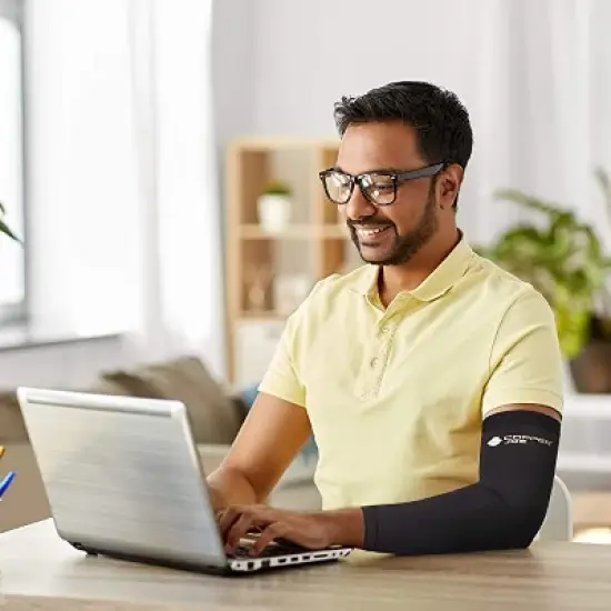 Copper Joe Compression Arm Brace Copper Infused Sleeve for Arms Forearm Bicep Tennis Elbow Basketball Golf Arthritis and Tendonitis image {4}