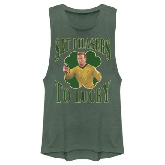Junior's Star Trek: The Original Series St. Patrick's Day Captain Kirk Set Phasers to Lucky Festival Muscle Tee image {3}