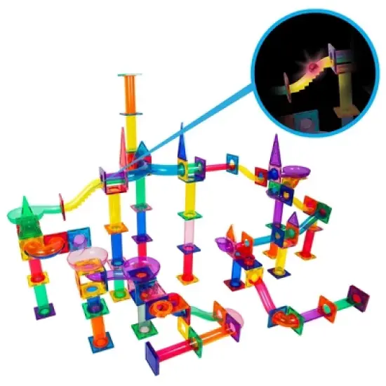 PICASSO-TILES Marbles for Marble Run Magnetic Tiles for Kids, LED, Educational Magnet Tile Race Track Building Blocks STEM Toy, 4PCS image {4}