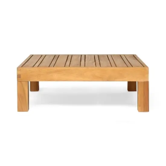 Christopher Knight Home Oana Outdoor Acacia Wood Right Arm Loveseat and Coffee Table Set with Cushion image {4}