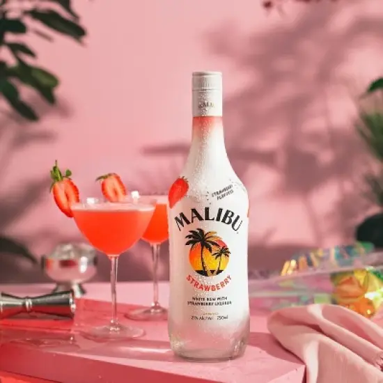 Malibu Strawberry Flavored White Rum - 750ml Bottle image {8}