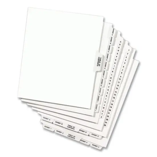 Avery Preprinted Legal Exhibit Side Tab Index Dividers, Avery Style, 10-Tab, 67, 11 x 8.5, White, 25/Pack, (1067) image {5}