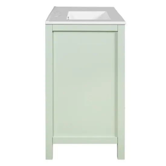 ModernLuxe 36'' Green Bathroom Vanity with Waffle Texture Glass Doors, 4 Drawers & Soft-Closing Doors, Freestanding Bathroom Storage image {11}