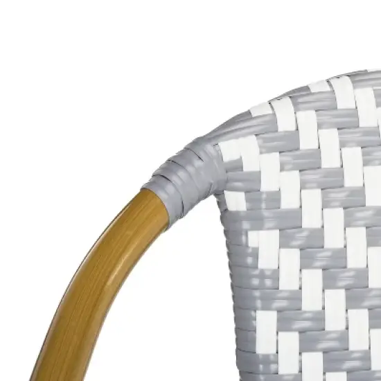Dandra Herringbone Rattan Settee - Grey/White - Safavieh image {6}