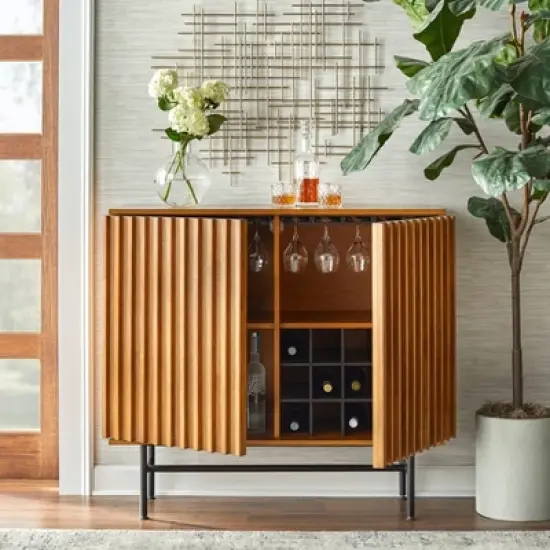 Luc Mid-Century Bar Cabinet Oak - Lifestorey image {1}