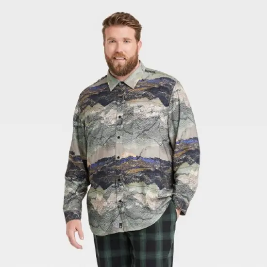 Houston White Brushed Rayon Outdoor Woven Button-Down Shirt - Gray image {4}