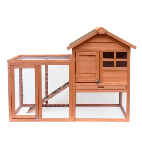 Akoasm Easily-assembled Wooden Rabbit Cage & Chicken Coop kennels-Brown image {2}