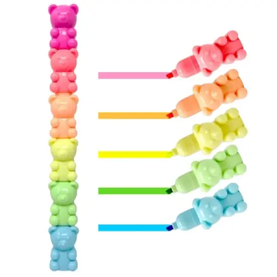 Wrapables Mini Stackable Highlighters, Cute Multi-color Markers, Teddy Bears image {6}
