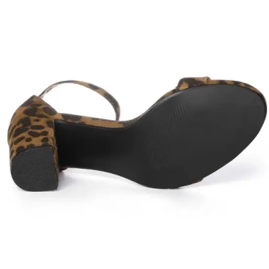 Allegra K Women's Floral Ankle Strap Block Heel Sandals image {4}