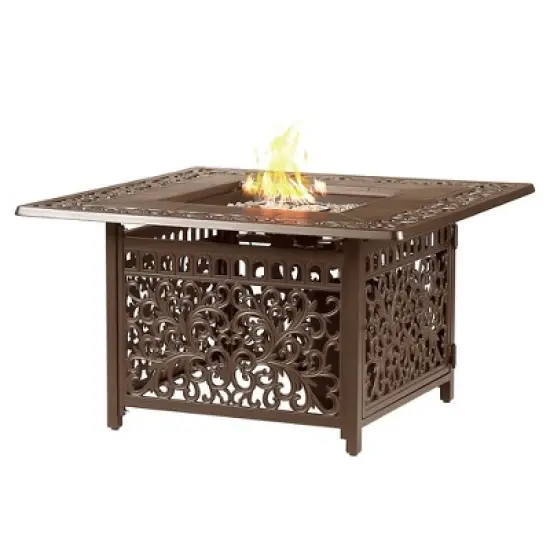 42" Square Aluminum 55000 BTUs Propane Fire Pit Table with Two Covers - Oakland Living
 image {8}
